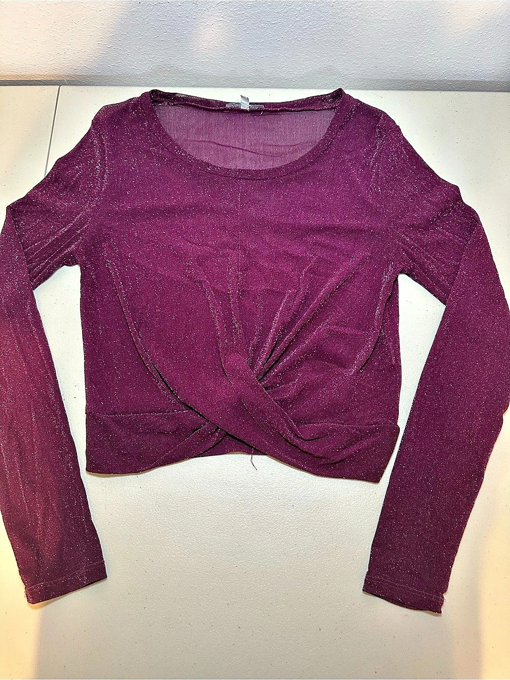 Charlotte Russe Twist Front Long Sleeve Purple Size Large